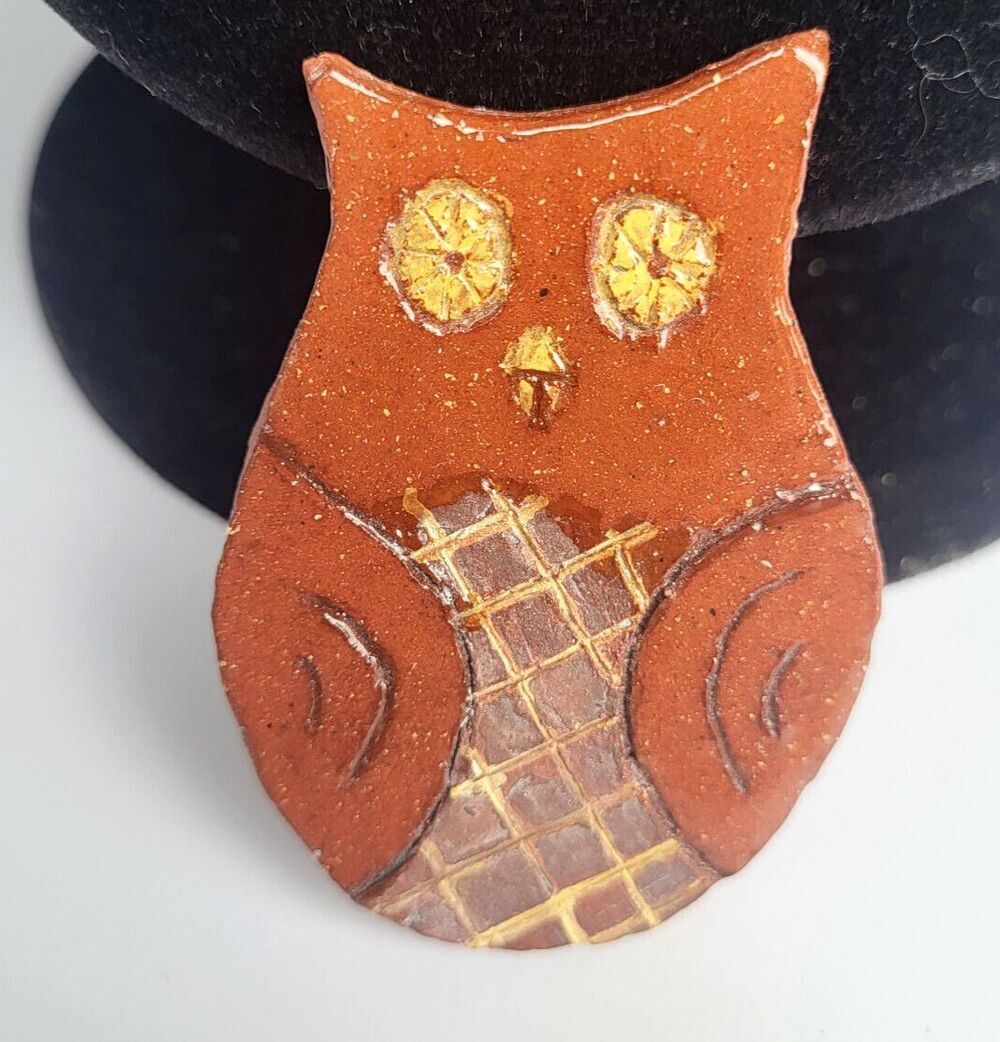 Artisan Ceramic Owl Tile 3"